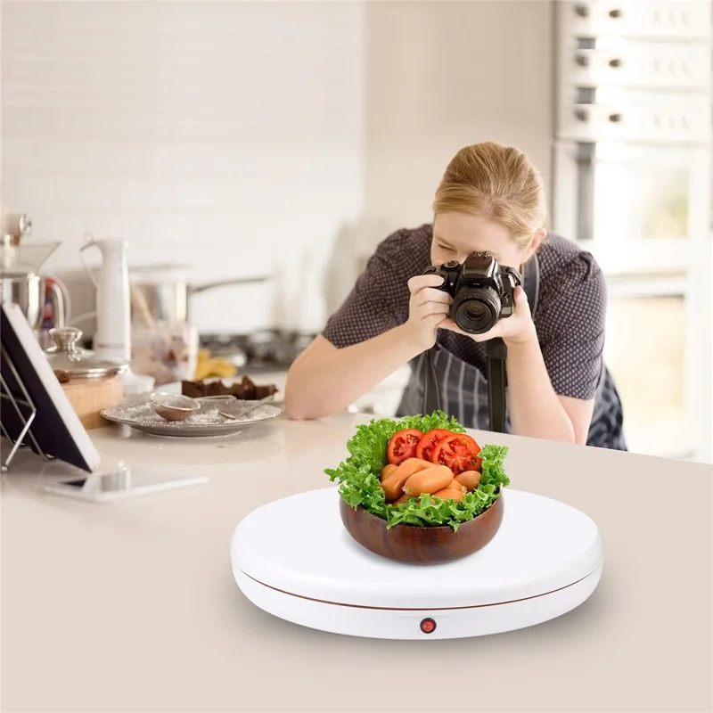 PULUZ PU3146 45 cm Fjärrkontrollerad Eldriven Vridplatta 100 kg Bärande Vriddisplayställ - EU-uttag / Vit