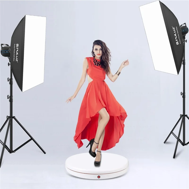 PULUZ PU3146 45 cm Fjärrkontrollerad Eldriven Vridplatta 100 kg Bärande Vriddisplayställ - EU-uttag / Vit