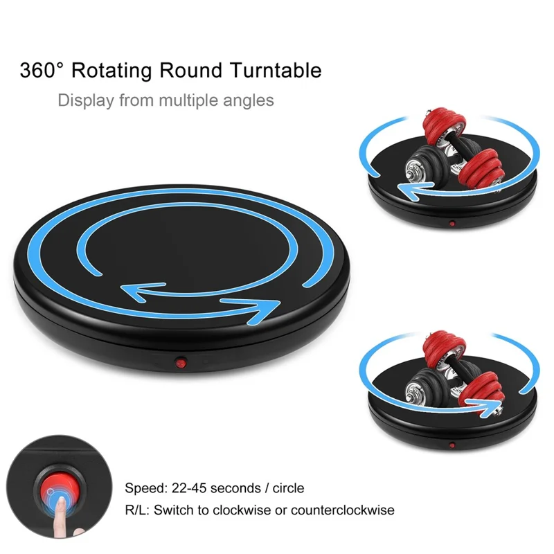 PULUZ PU3145 45cm Remote Control Electric Turntable 100kg Loading Rotating Display Stand - EU Plug / Black