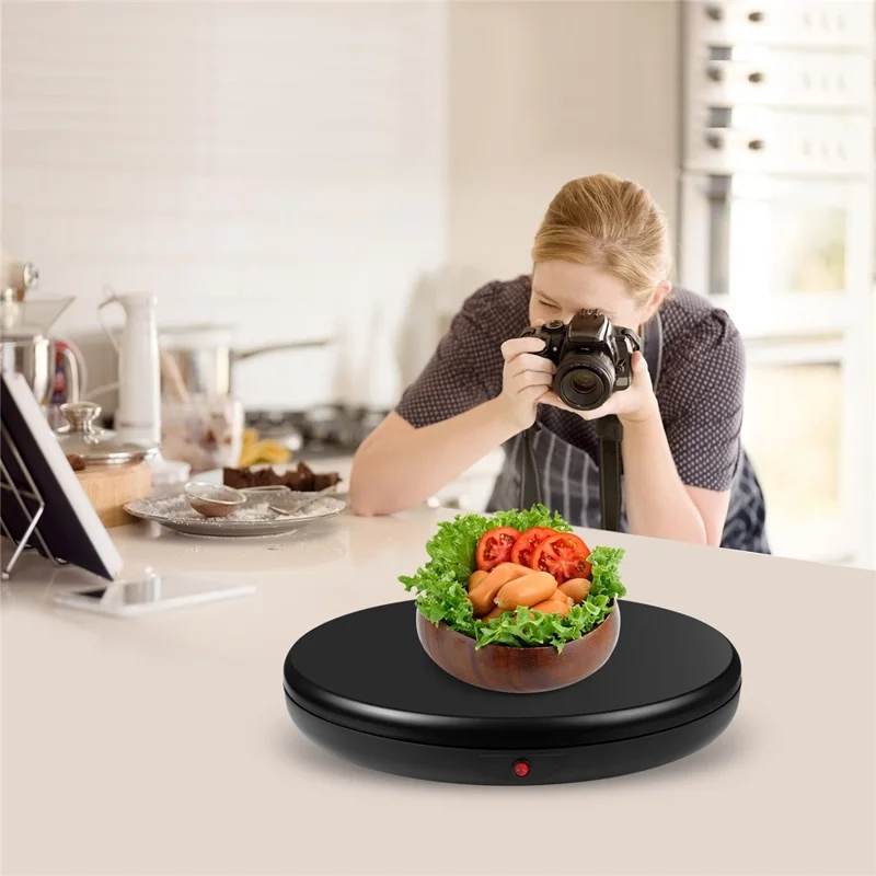 PULUZ PU3145 45cm Remote Control Electric Turntable 100kg Loading Rotating Display Stand - EU Plug / Black