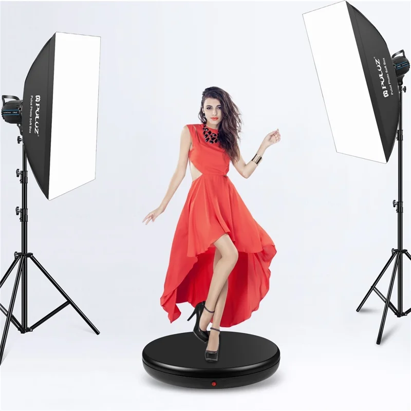 PULUZ PU3145 45cm Remote Control Electric Turntable 100kg Loading Rotating Display Stand - EU Plug / Black