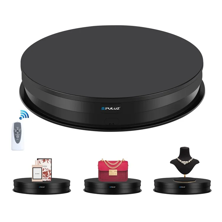 PULUZ PU3131 30cm Speed Control Turntable ABS+PC Display Stand Shooting Prop Turntable - Black  /  US Plug