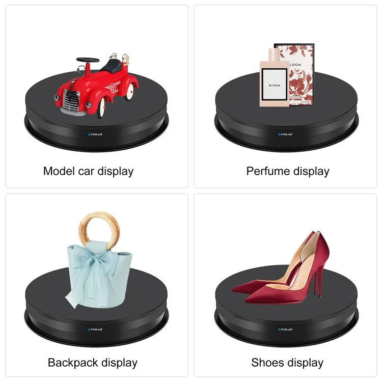 PULUZ PU3131 30cm Speed Control Turntable ABS+PC Display Stand Shooting Prop Turntable - Black  /  US Plug