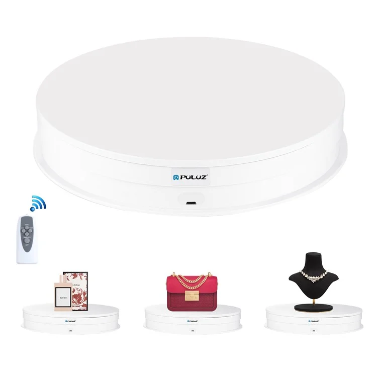 PULUZ PU3131 30cm Speed Control Turntable ABS+PC Display Stand Shooting Prop Turntable - White  /  EU Plug