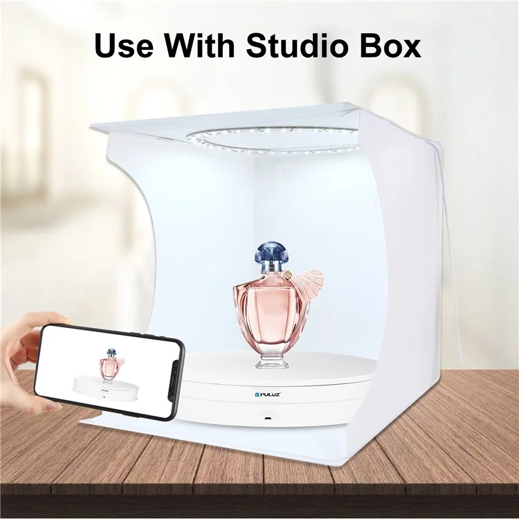 PULUZ PU3131 30cm Speed Control Turntable ABS+PC Display Stand Shooting Prop Turntable - White  /  EU Plug