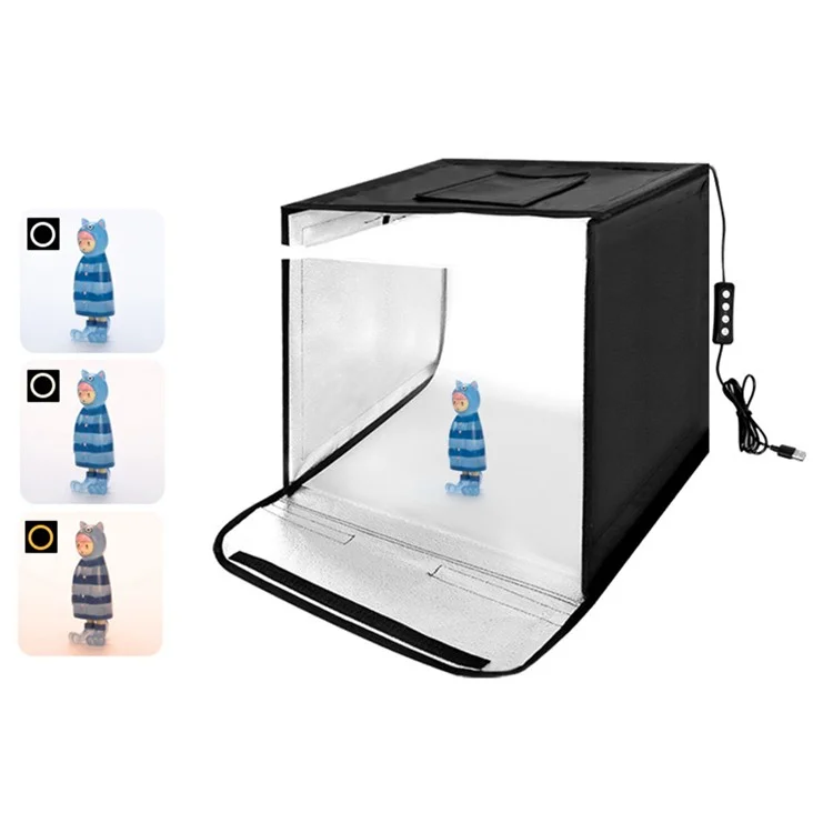 Boîte de studio photo portable de 30 cm avec éclairage LED et 3 anneaux lumineux de couleur