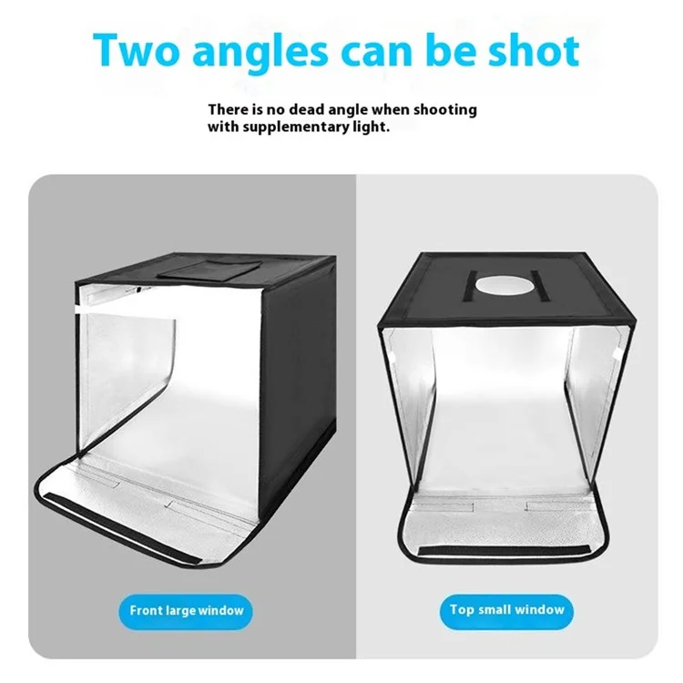 Boîte de studio photo portable de 30 cm avec éclairage LED et 3 anneaux lumineux de couleur
