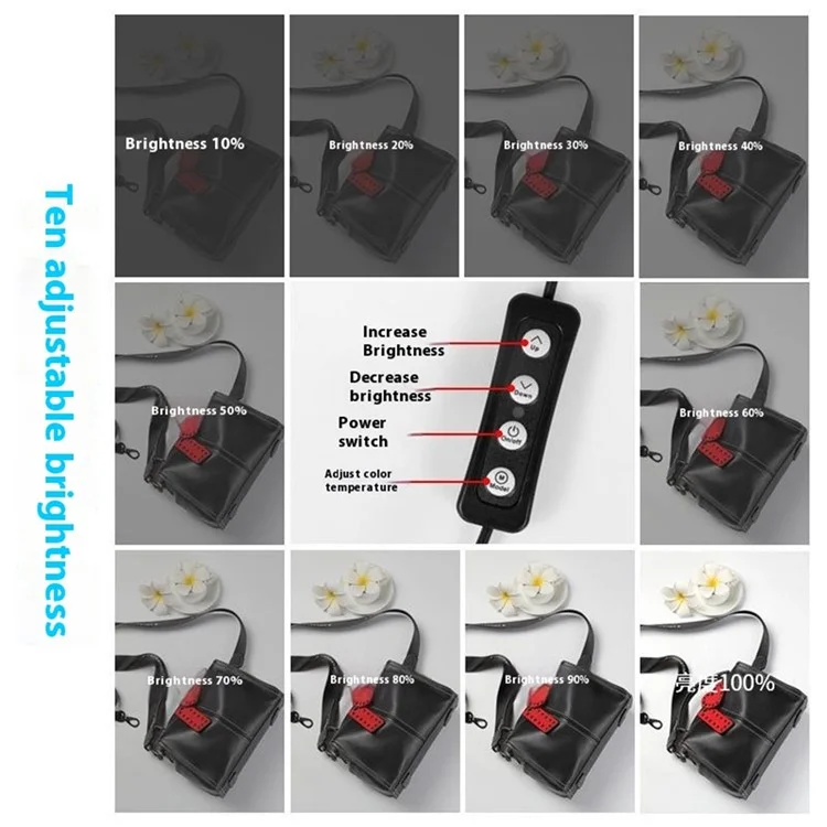 Boîte à lumière de studio photo portable de 40 cm avec éclairage LED en anneau de 3 couleurs