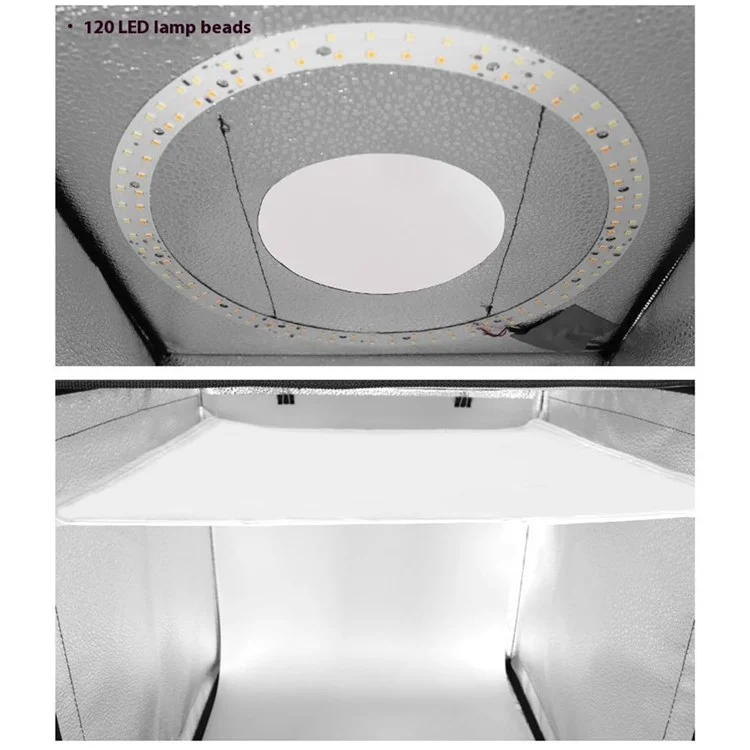 50-сантиметровая переносная световая коробка для фотостудии с LED-освещением и 3-цветным кольцевым светом