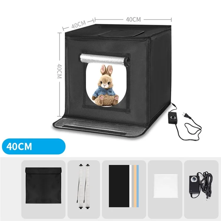 40cm Foldable Photo Studio Mini Light Box LED Photography Tent with 2 Light Panels