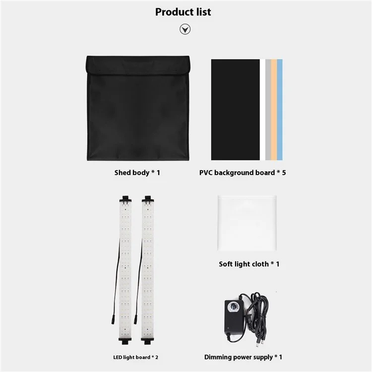 50cm Foldable Photo Studio Mini Light Box LED Photography Tent with 2 Light Panels