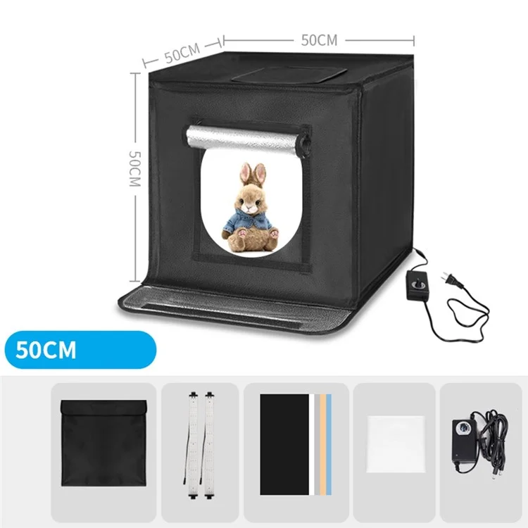 50cm Foldable Photo Studio Mini Light Box LED Photography Tent with 2 Light Panels