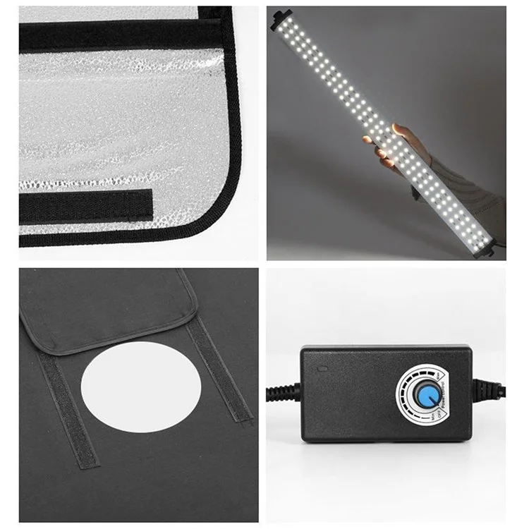 50cm Foldable Photo Studio Mini Light Box LED Photography Tent with 2 Light Panels
