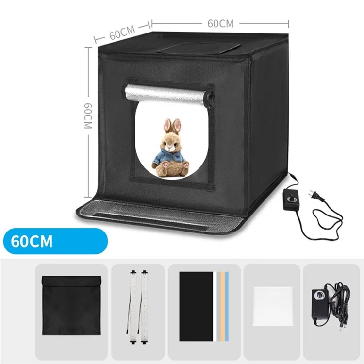 60cm Foldable Photo Studio Mini Light Box LED Photography Tent with 2 Light Panels