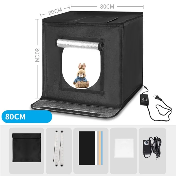 80cm Foldable Photo Studio Mini Light Box LED Photography Tent with 2 Light Panels