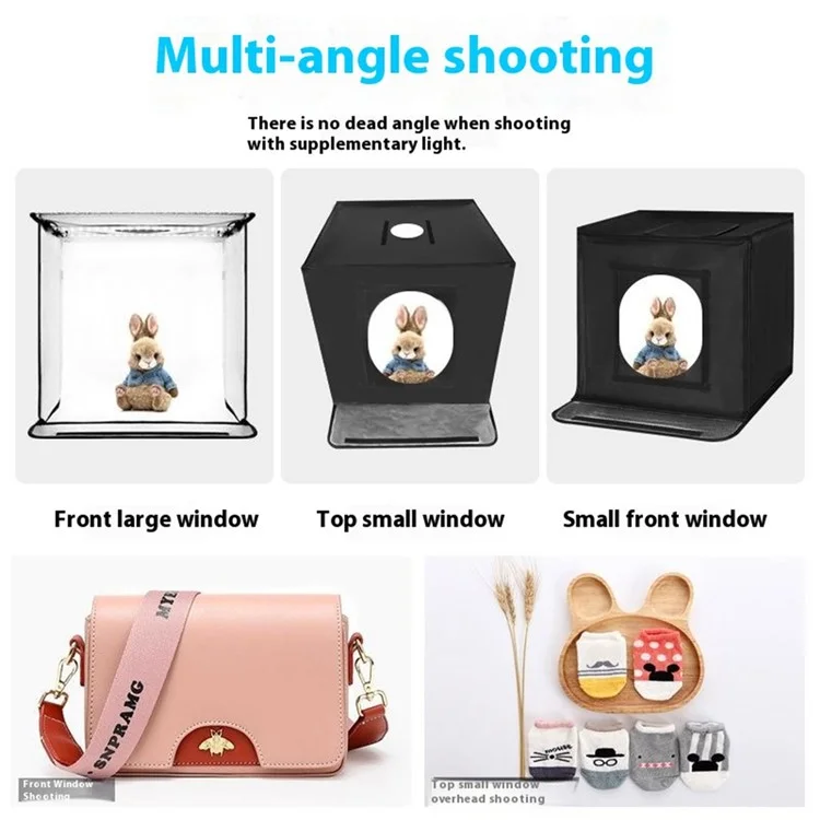 80cm Foldable Photo Studio Mini Light Box LED Photography Tent with 2 Light Panels