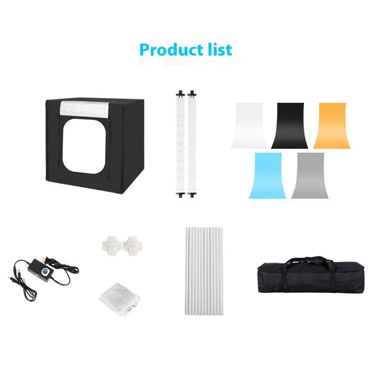 50cm Photo Studio Light Box Kit with Photography Tent LED Light and Background Board - AU Plug