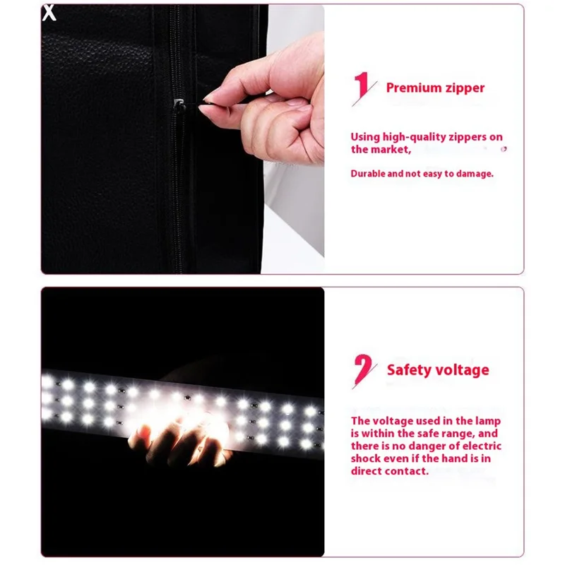 120cm Photo Studio Light Box Kit with Photography Tent LED Light and Background Board - US Plug