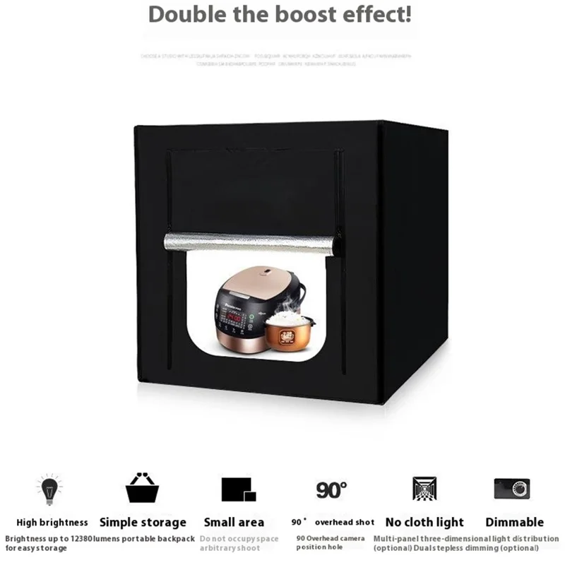 120cm Photo Studio Light Box Kit with Photography Tent LED Light and Background Board - US Plug