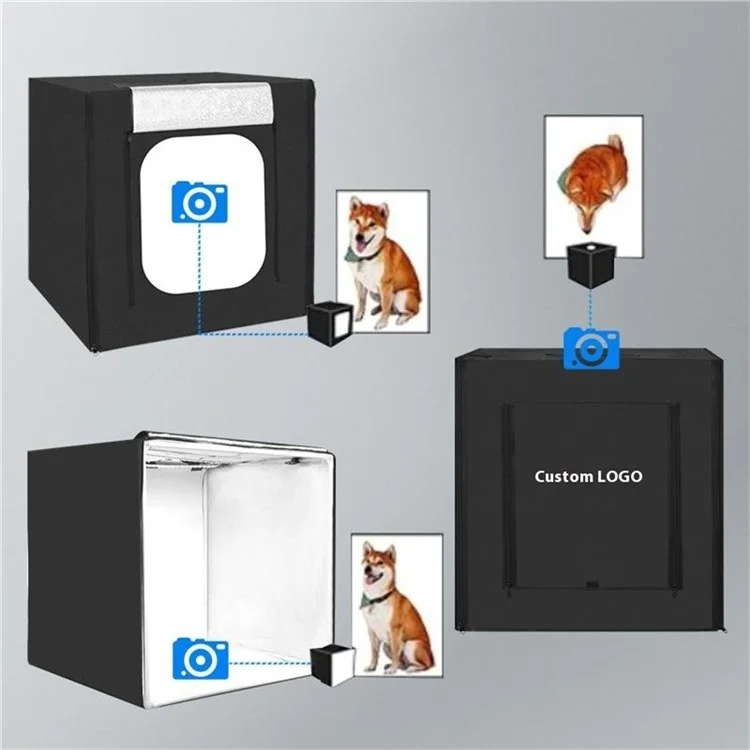 Boîte de lumière de studio photo de 120 cm avec tente de photographie, éclairage LED et panneau de fond - Prise AU