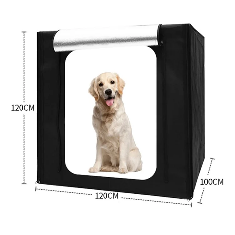 Boîte de lumière de studio photo de 120 cm avec tente de photographie, éclairage LED et panneau de fond - Prise AU