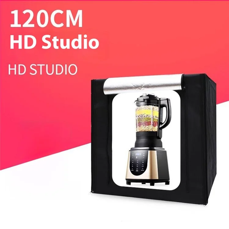 Boîte de lumière de studio photo de 120 cm avec tente de photographie, éclairage LED et panneau de fond - Prise AU
