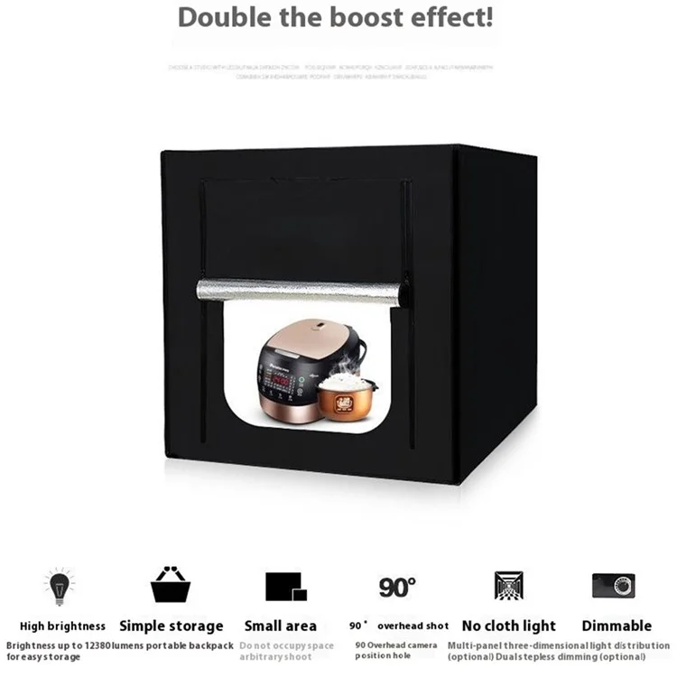 Boîte de lumière de studio photo de 120 cm avec tente de photographie, éclairage LED et panneau de fond - Prise AU