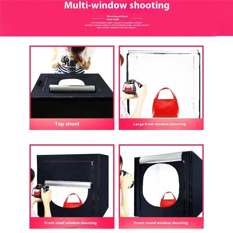 Boîte de lumière de studio photo de 120 cm avec tente de photographie, éclairage LED et panneau de fond - Prise AU