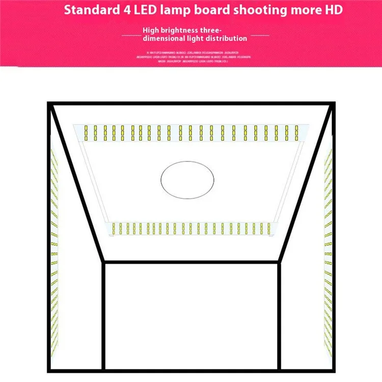 Boîte de lumière de studio photo de 120 cm avec tente de photographie, éclairage LED et panneau de fond - Prise AU
