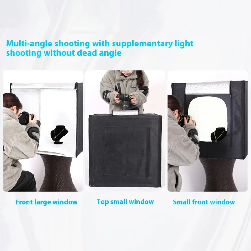 40cm Portable Photo Studio Box 3 LED Light Panels Dimmable Photography Lighting Kit - AU Plug