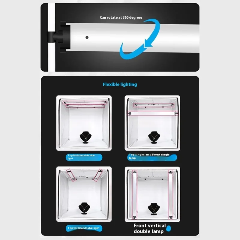 40cm Portable Photo Studio Box 3 LED Light Panels Dimmable Photography Lighting Kit - AU Plug