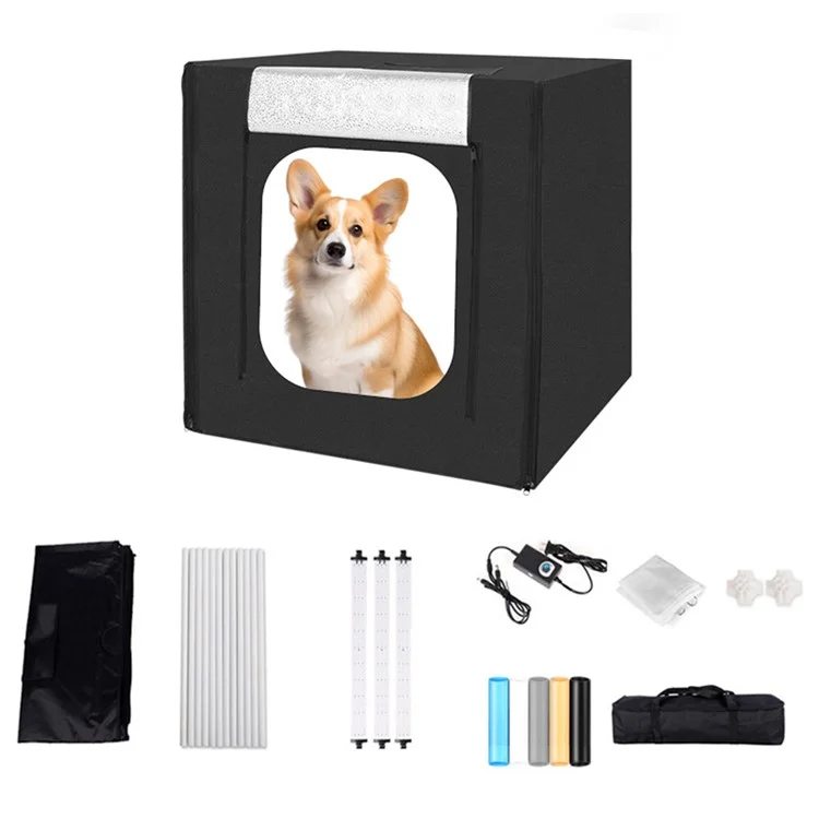 50cm Portable Photo Studio Box 3 LED Light Panels Dimmable Photography Lighting Kit - US Plug