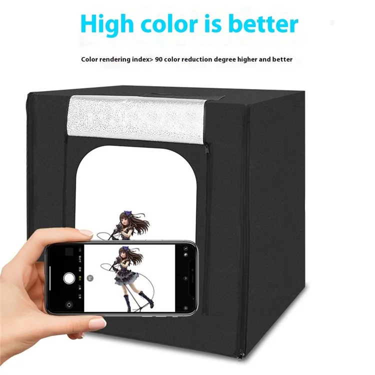 50cm Portable Photo Studio Box 3 LED Light Panels Dimmable Photography Lighting Kit - US Plug