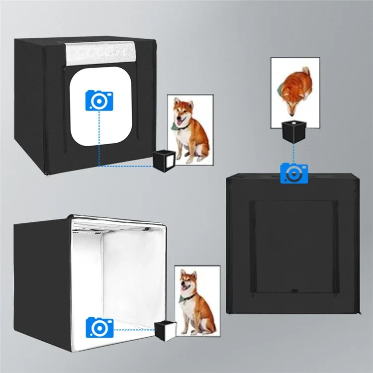 50cm Portable Photo Studio Box 3 LED Light Panels Dimmable Photography Lighting Kit - US Plug