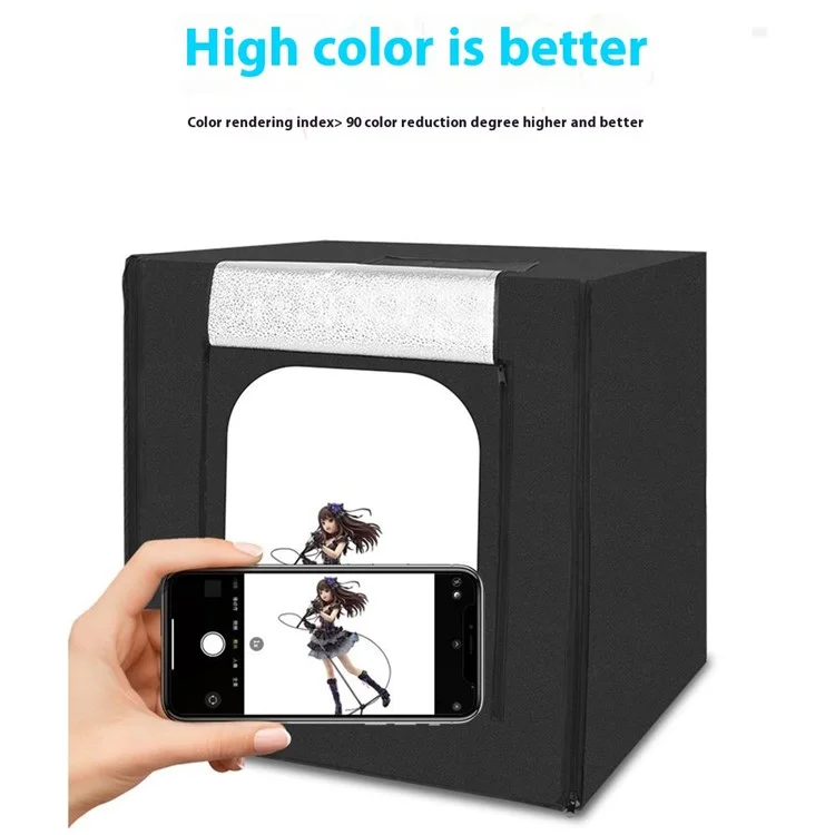 80cm Portable Photo Studio Box 3 LED Light Panels Dimmable Photography Lighting Kit - US Plug