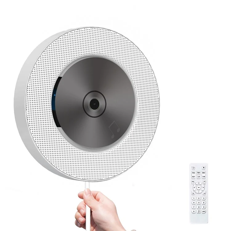 Wandmontierter CD-Player, Surround-Sound, FM-Radio, Bluetooth-Musikplayer, Unterstützung für TF-Karte/Aux-in/USB-Stick [CD-Unterstützung nur] - EU-Stecker