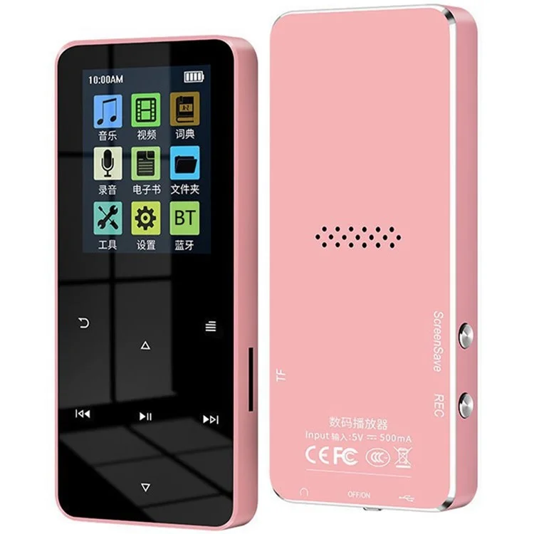 S308 80GB TF Card Touch Screen MP3 Sound Recorder Music Video MP4 Player with Dictionary (No Bluetooth-compatible Function) - Pink