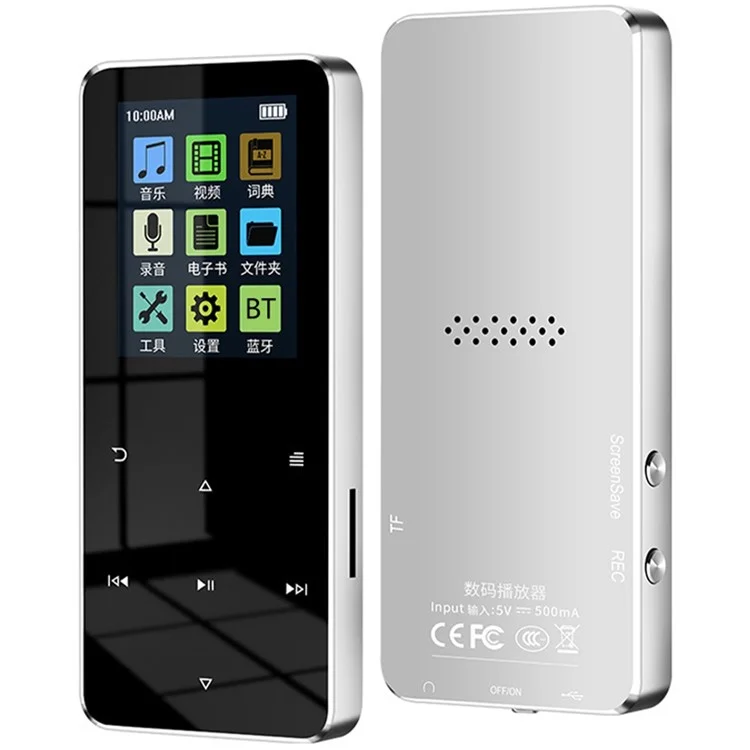 S308 4 gb TF Card Touch Screen Mp3 Recorder Music Video MP4 Player Con Dizionario + Funzione Bluetooth - Argento
