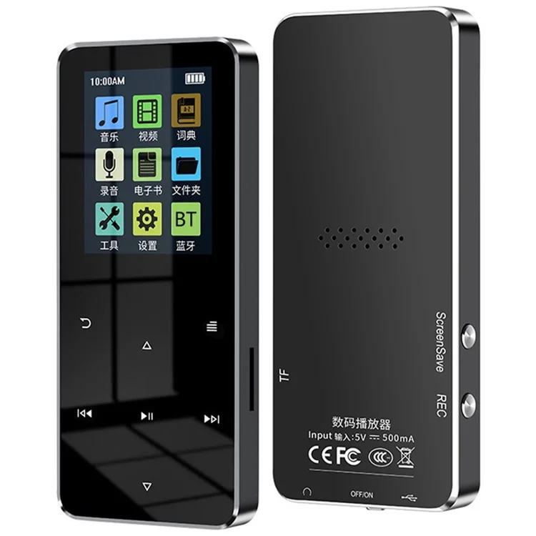 S308 4GB TF Card Touch Screen MP3 Sound Recorder Music Video MP4 Player with Dictionary + Bluetooth-compatible Function - Black