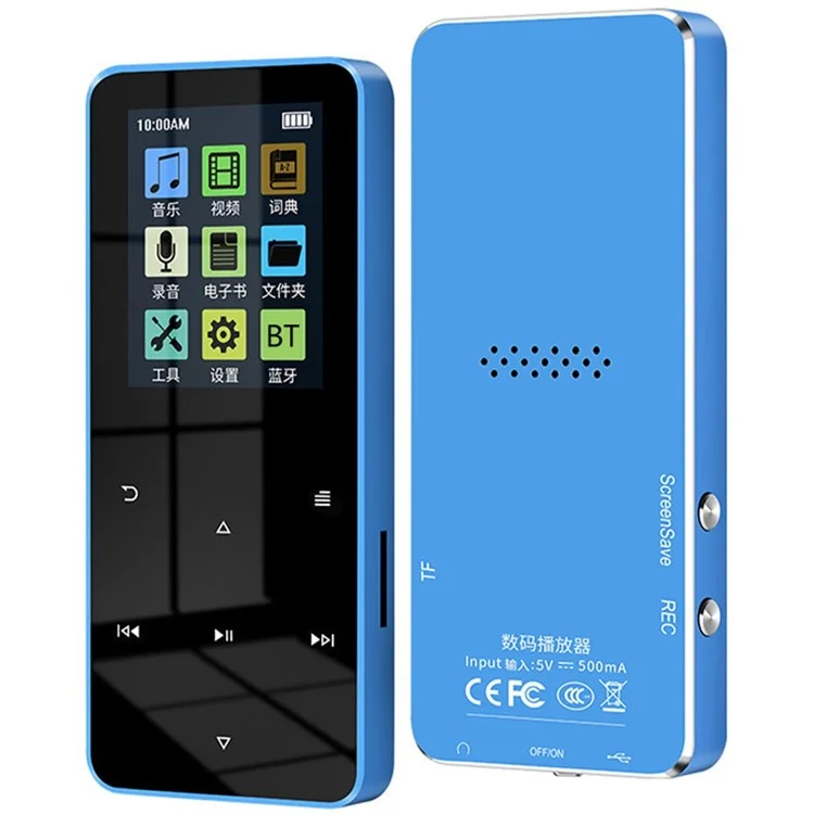 S308 80GB TF Card Touch Screen MP3 Sound Recorder Music Video MP4 Player with Dictionary + Bluetooth-compatible Function - Blue