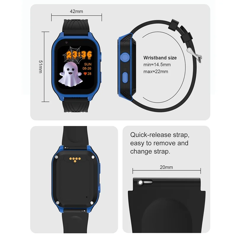 D8 1.83 Inch 4G GPS Tracker WiFi Location Kids Smart Watch Support Video Phone Calls - Pink