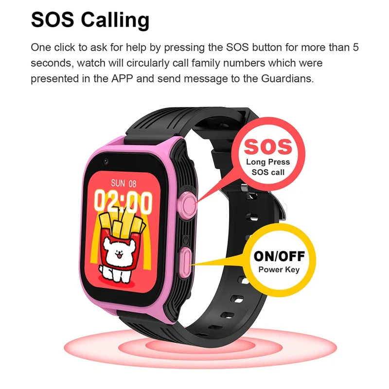 D8 1.83 Inch 4G GPS Tracker WiFi Location Kids Smart Watch Support Video Phone Calls - Pink