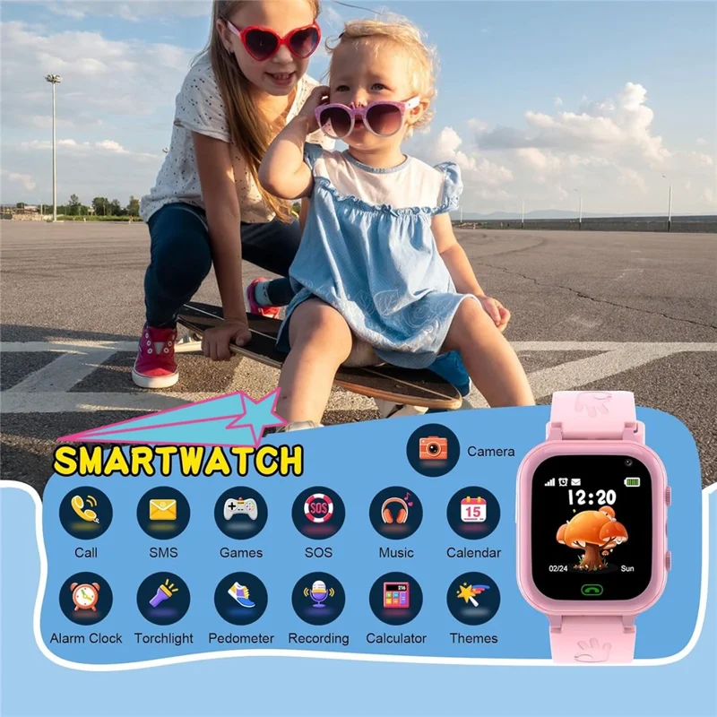 DG2 1.44-inch Touch Screen 2G Call Kids Smart Watch HD Camera Smart Bracelet - Black