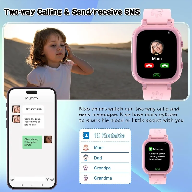 DG2 1.44-inch Touch Screen 2G Call Kids Smart Watch HD Camera Smart Bracelet - Black