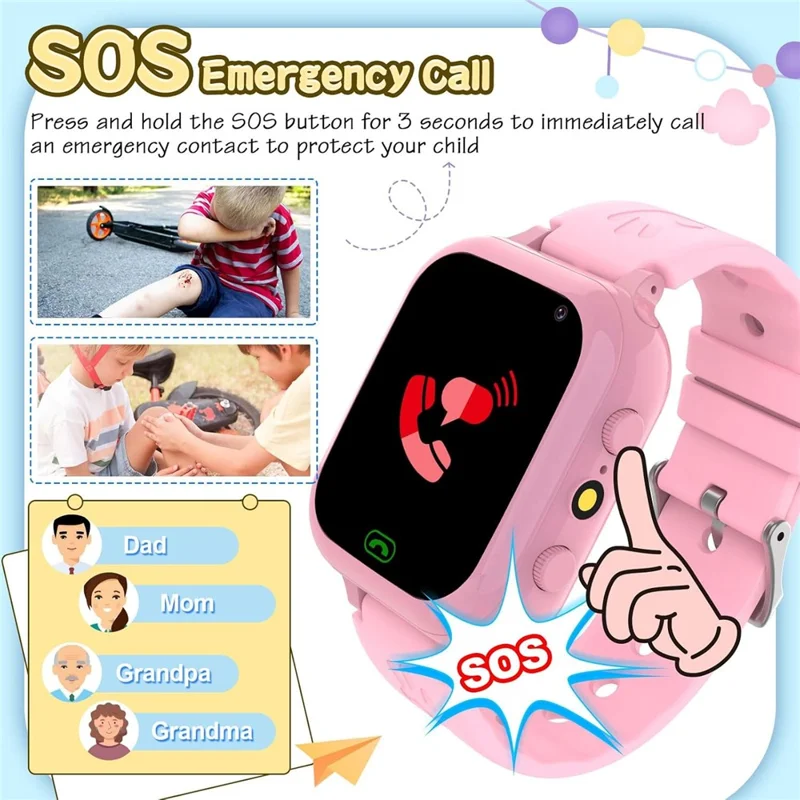 DG2 1.44-inch Touch Screen 2G Call Kids Smart Watch HD Camera Smart Bracelet - Black