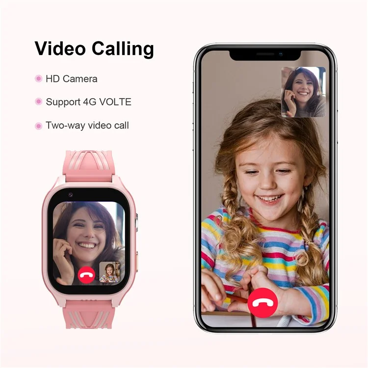 DH18 1,83-zoll 4G Kinder Smart Watch Student 4G Anrufen SOS Camera Game Watch - Rosa