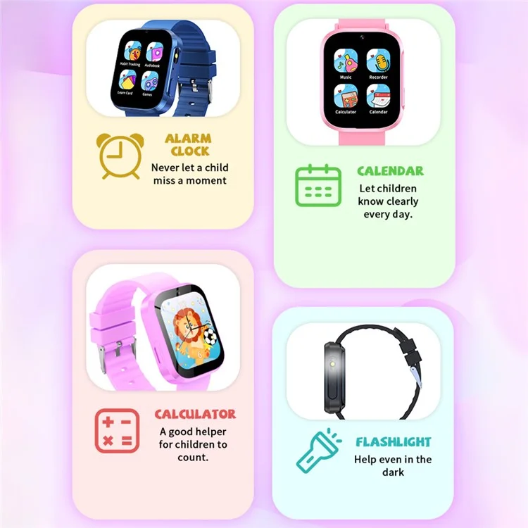 Reloj inteligente para niños A21 con pantalla táctil de 1.5 pulgadas, 30 juegos, podómetro, seguimiento de hábitos y cámara - Rosa