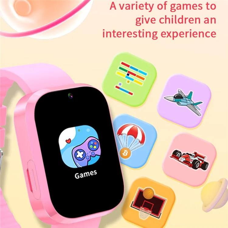 Reloj inteligente para niños A21 con pantalla táctil de 1.5 pulgadas, 30 juegos, podómetro, seguimiento de hábitos y cámara - Rosa