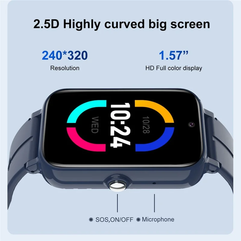 DH13S 1.57 Inch IPS Touch Screen Kids Smart Watch 4G Calling SOS GPS Tracking Wristwatch (Europe  /  Asian  /  Africa Version) - Blue