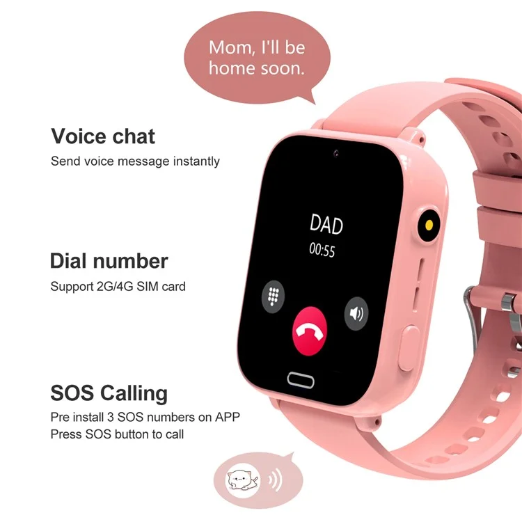 Smartwatch per Bambini A10 da 1,83 Pollici, 4G con Videochiamata, Impermeabile, SOS di Emergenza, GPS Tracker (Versione Europa / Asia / Africa) - Blu
